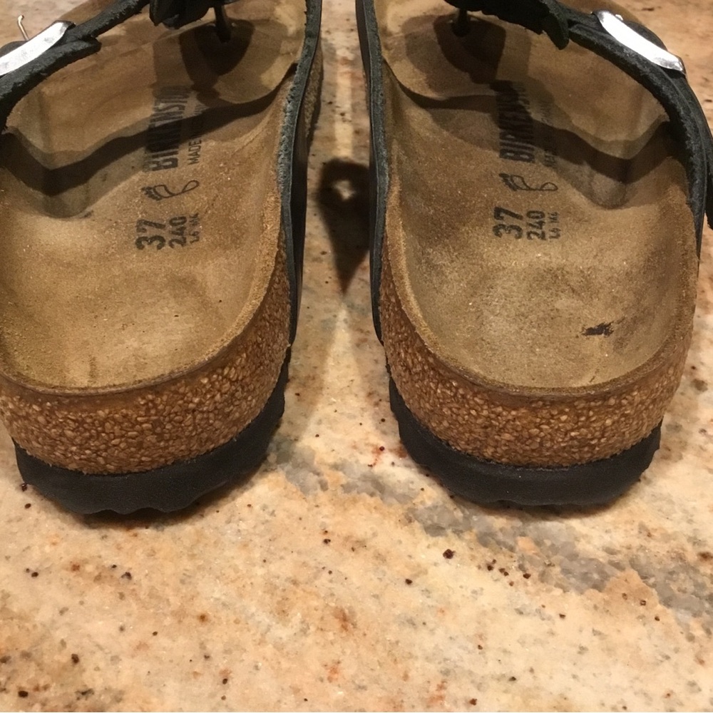 Birkenstock Gizeh Black Braided Oiled Leather Buckle Thong Sandals Regular Width - Picture 7 of 10